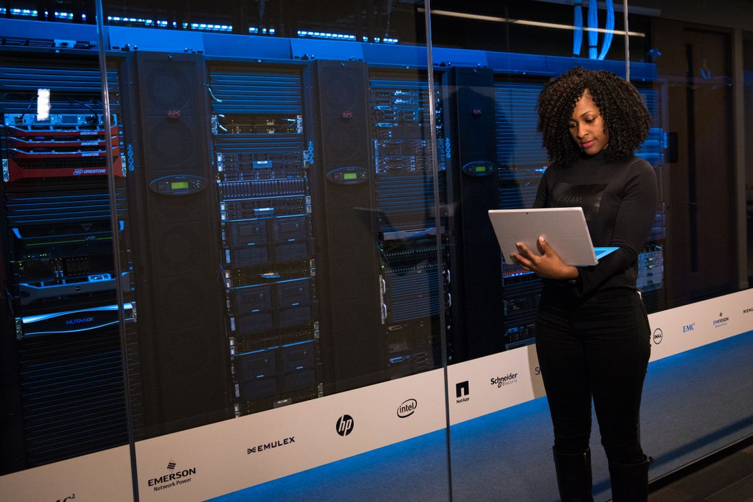 Racks of servers in a data centre