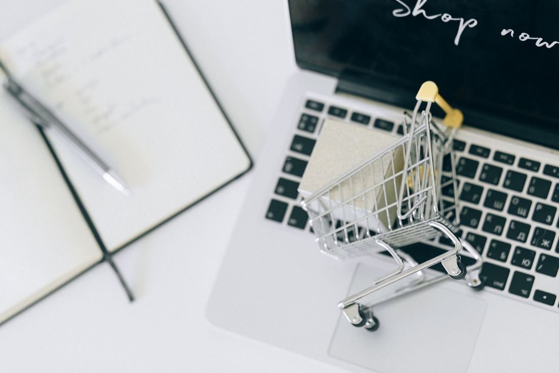 Online storefront open on a laptop