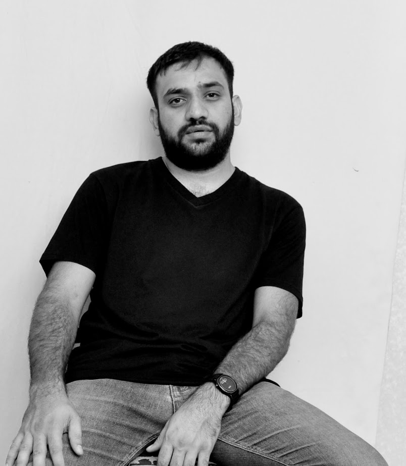 Umer Shabir, black and white portrait